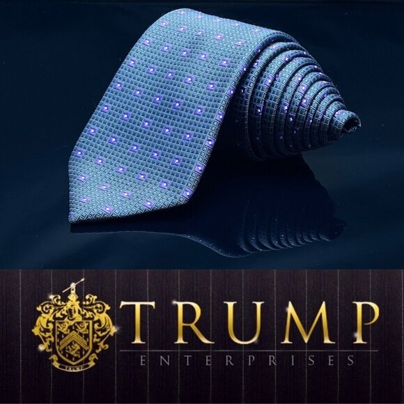 Donald Trump Signature Collection Necktie Gray Purple Silver Geometric Silk - Picture 1 of 3